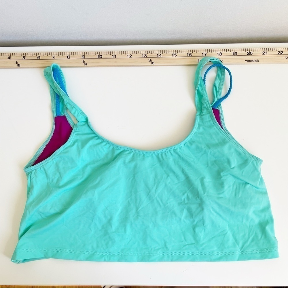 NEW Basta Surf Reversible Bikini Top size medium teal blue modest bright purple